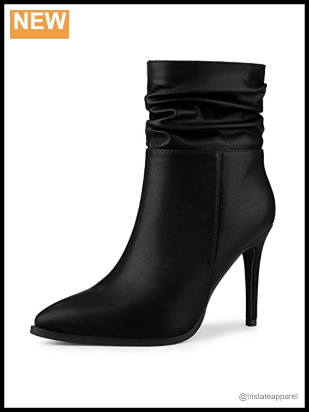 Slouch Pointed Toe Stiletto Heel Ankle Booties for Women Faux Leather